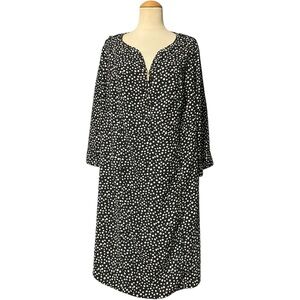 Lane Bryant Polka Dot 3/4 Sleeve Shift Dress Black White Size 20